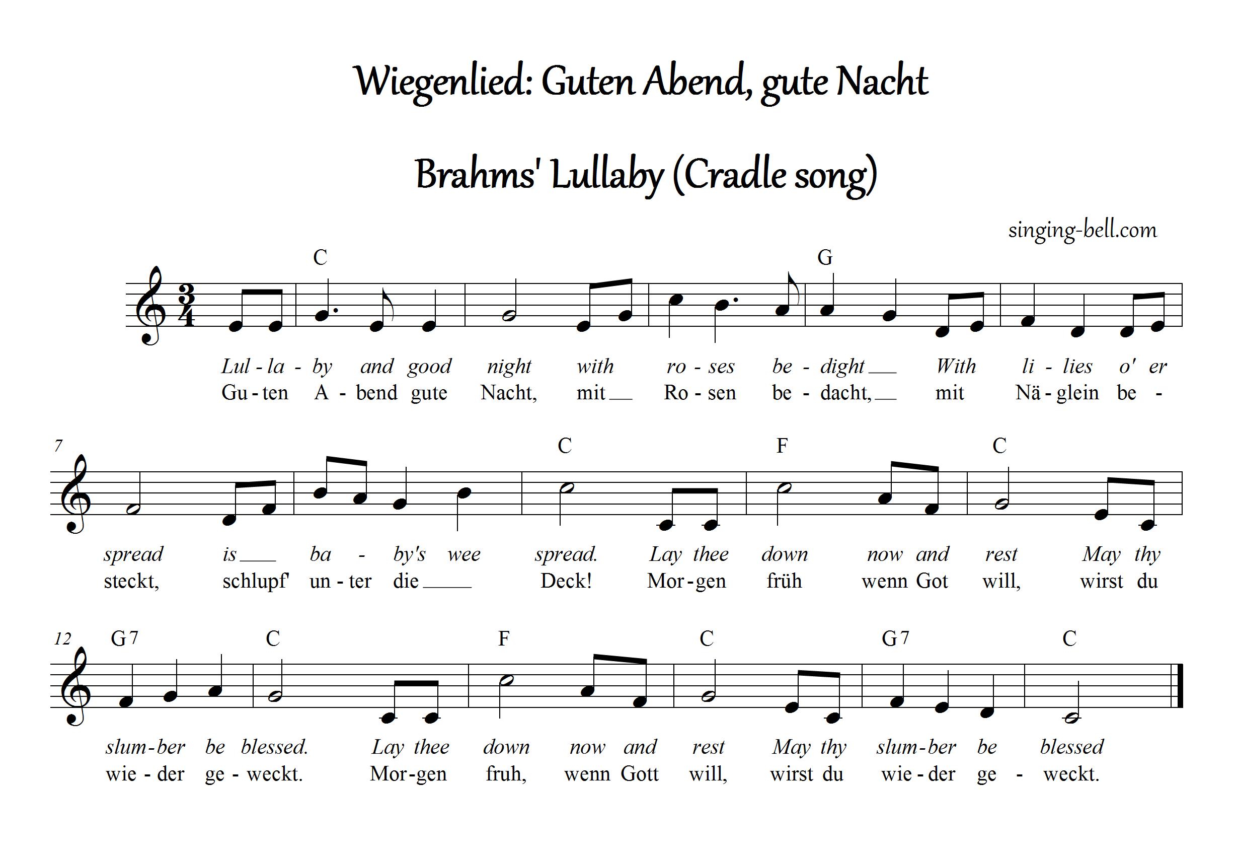Brahms lullaby songs